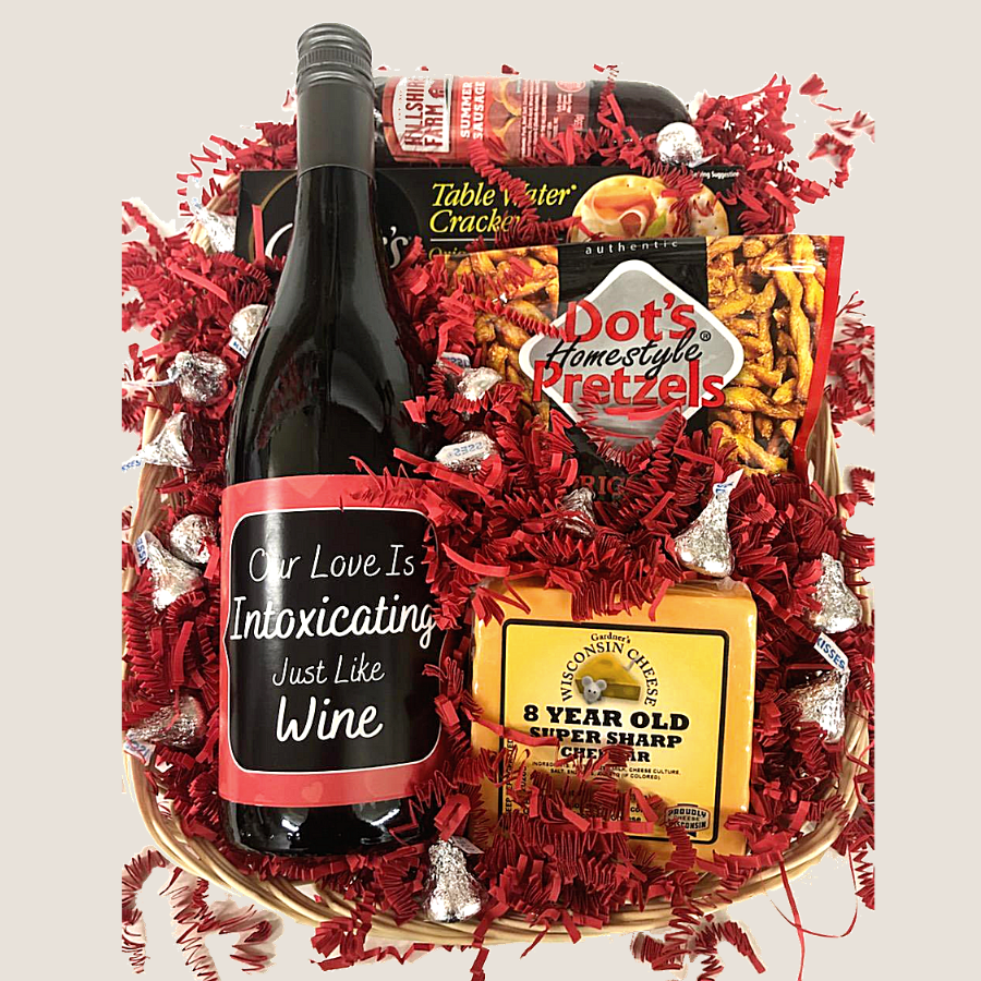 snack attack with wine gift basket moran's liquor works