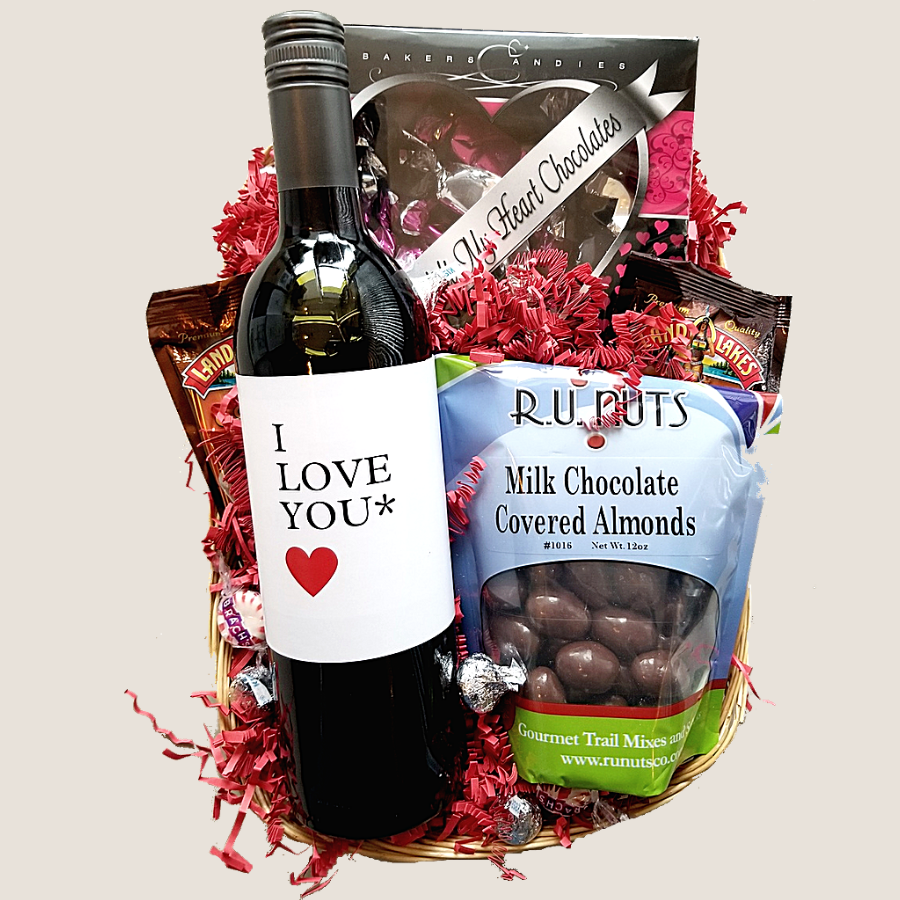 chocolate lovers with wine gift basket moran's liquor works